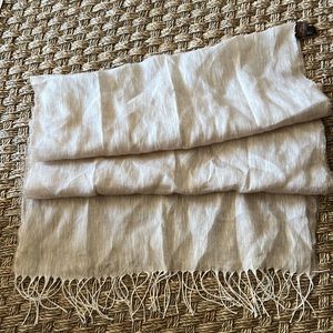 Longchamp Linen Sheer Scarf Resort Shawl 72” x 20 wide  camel beige in Exc Cond